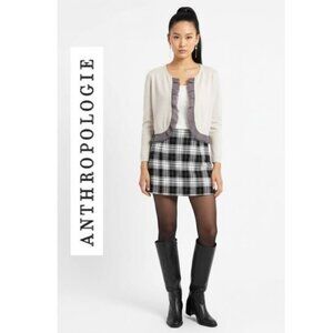 ANTHROPOLOGIE - GUINEVERE, Gray long sleeve open cardigan flattering hem details